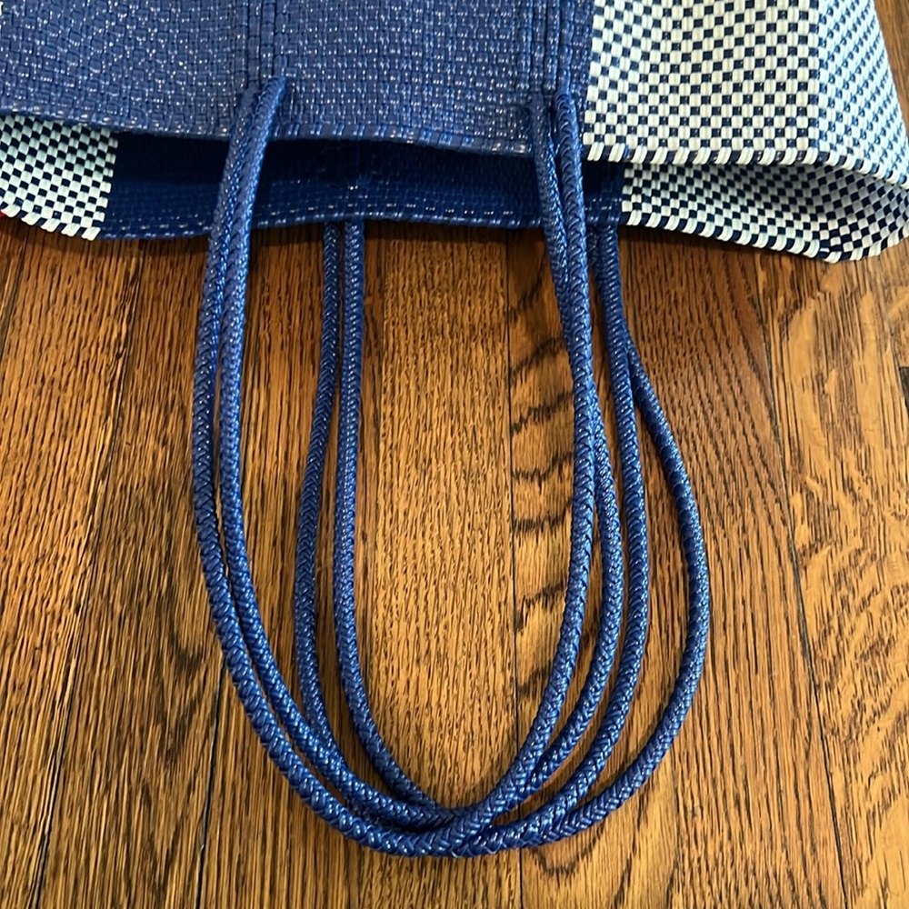 Frances Valentine Buena Tote Plaid Navy - Picture 8 of 9